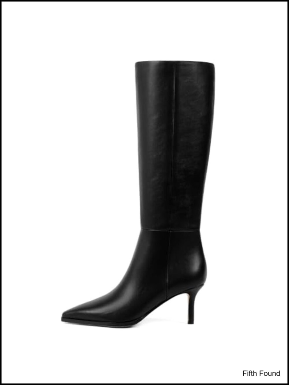 Knee High Boots Women Pointed Toe Stiletto Heel Side Zip Faux Leather